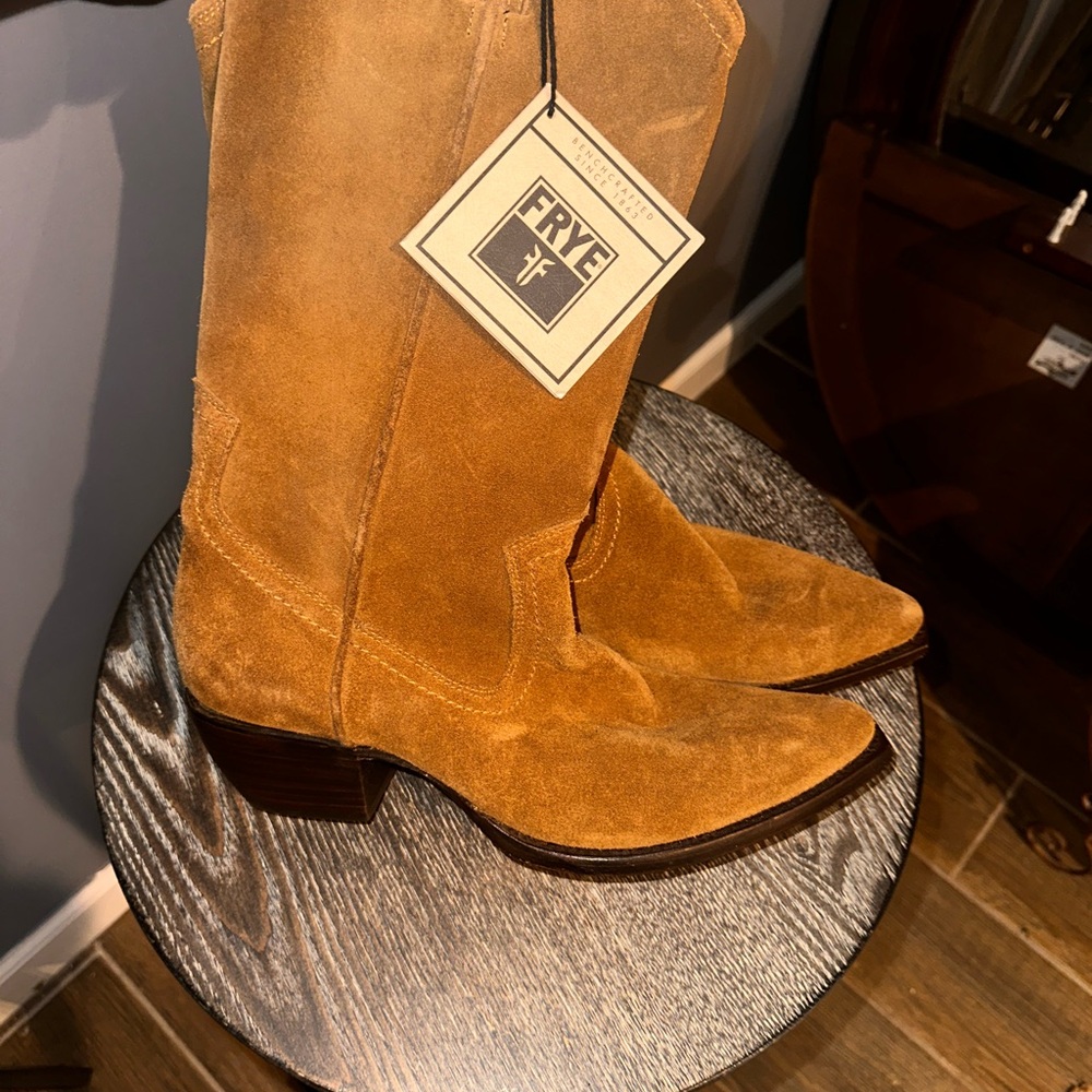 Frye Brown Suede Cowboy Boots